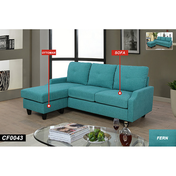 Green Flannel 2-Piece Living Room Set with Sofa and Loveseat and Seat Cushioning