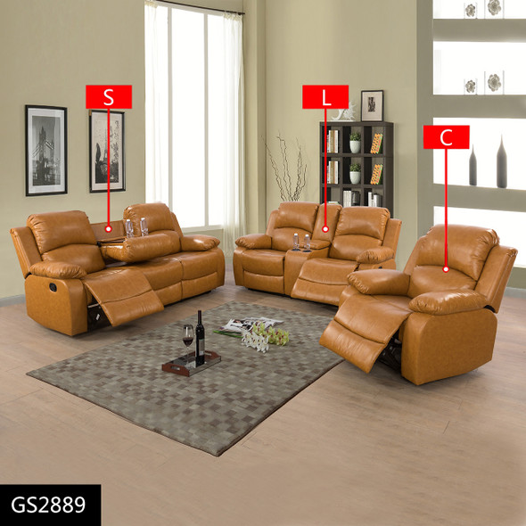 Ginger 3-Piece Semi-PU and PVC Reclining Living Room Set with Cup Holder