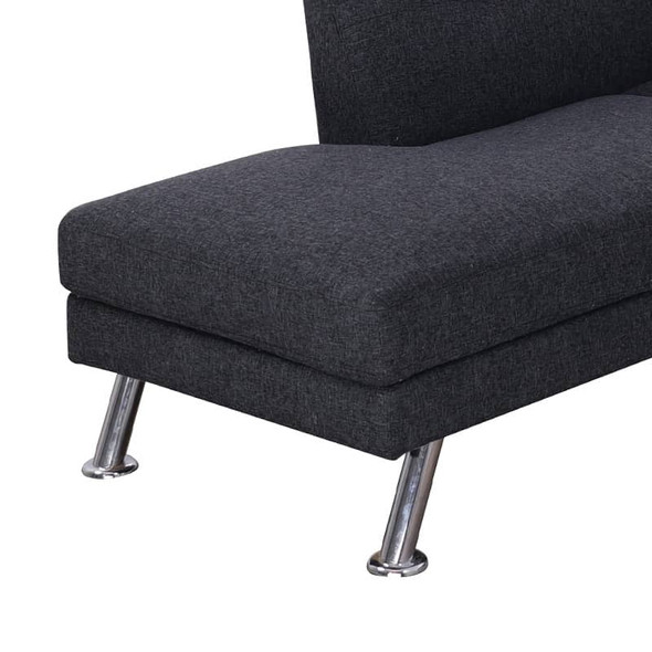 Dark Gray 3-Piece Linen Sectional Sofa with Left-Facing Chaise and Storage