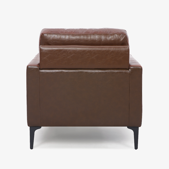 Chocolate Brown Top-Grain Leather Armchair with Matching Ottoman and Tufted