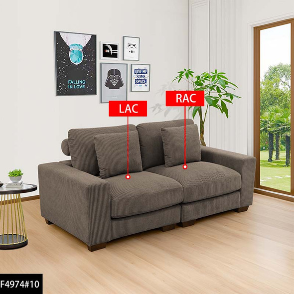 Brown 2-Piece Corduroy Modular Loveseat with Double Track Arms and Back Cushions
