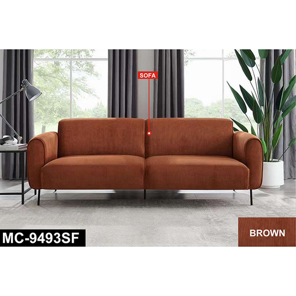 Brown Flannel Double Sofa Living Room Set with Supportive Seat Cushioning