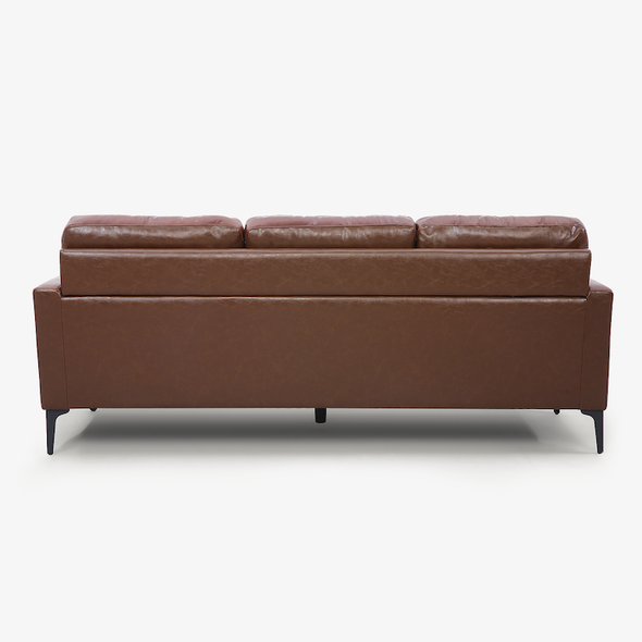 Chocolate Brown Top-Grain Leather 3-Seat Sofa with Matching Ottoman and Tapered