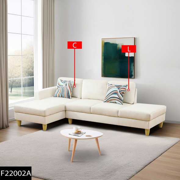 Beige 2-Piece Linen-Look Sectional Sofa with Left-Facing Chaise and Reclining