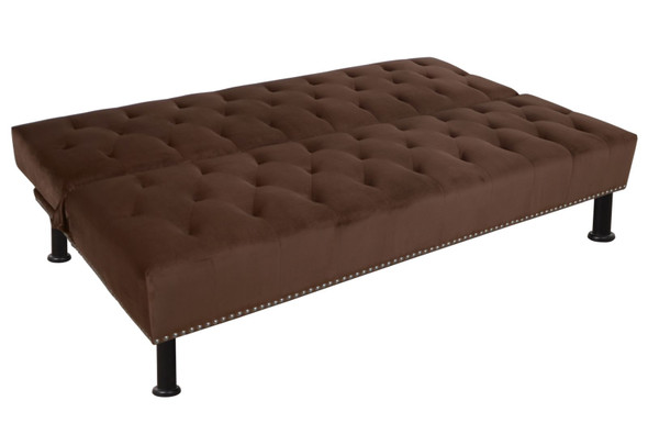 Chocolate Flannel Convertible Sleeper Sofa with Adjustable Construction