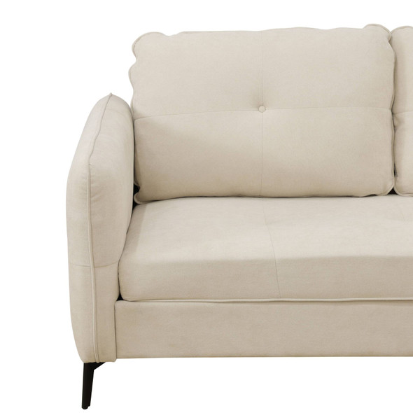Cream 3-Piece Linen Living Room Set with Sofa Loveseat and Armchair and Cushions