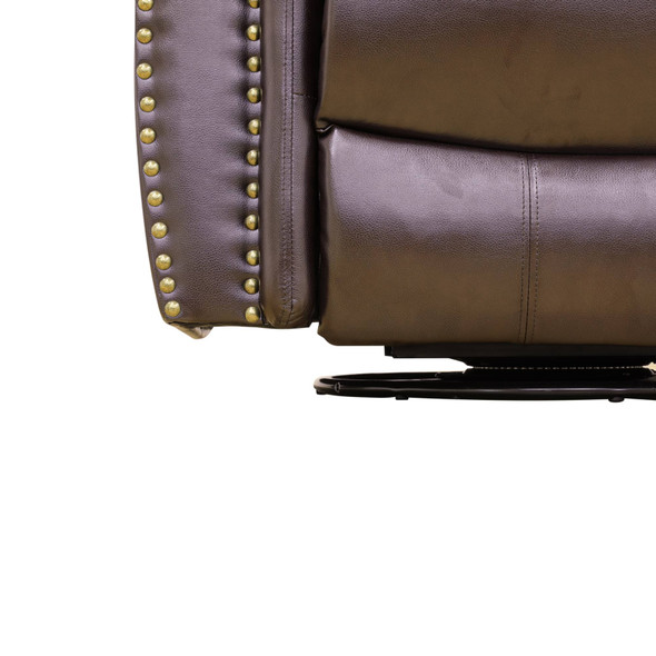 Brown 3-Piece Breathable Leather Reclining Living Room Set with Nailhead Trim