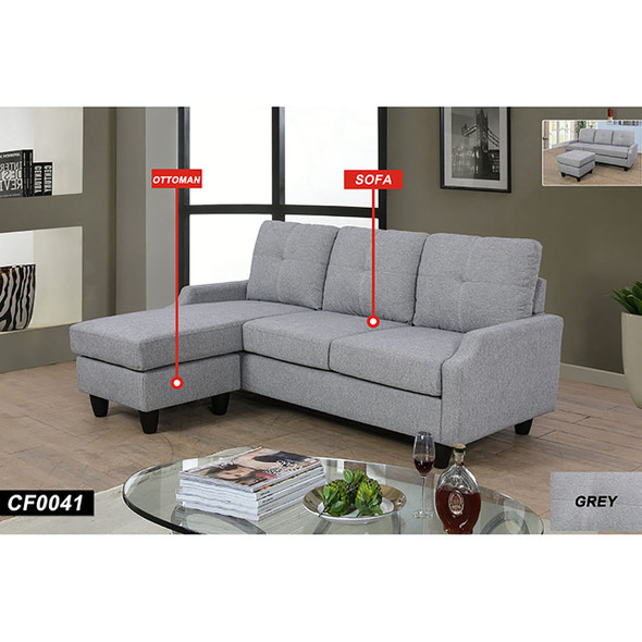 Gray Flannel 2-Piece Living Room Set with Sofa and Loveseat and Seat Cushioning
