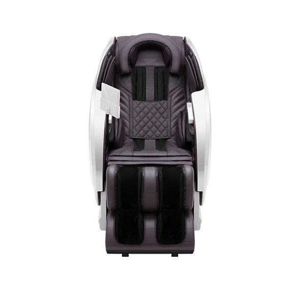 A15S White and Purple Full-Body Electric Massage Chair with Tall Contoured Back
