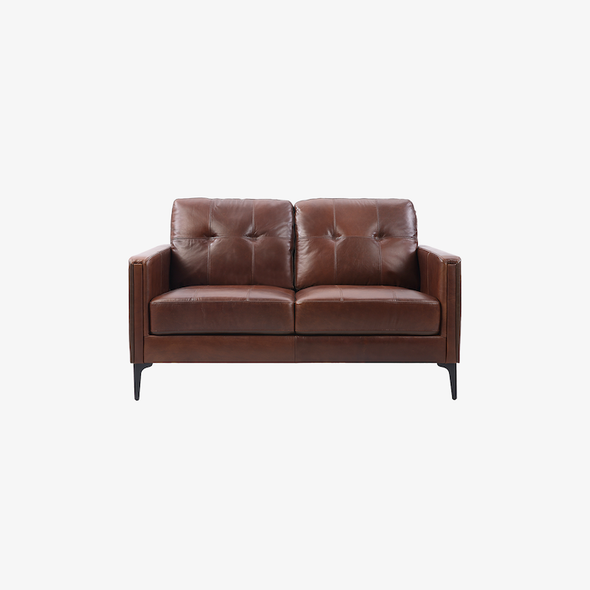 Chocolate Brown 4-Piece Top-Grain Leather Living Room Set with Sofa Loveseat