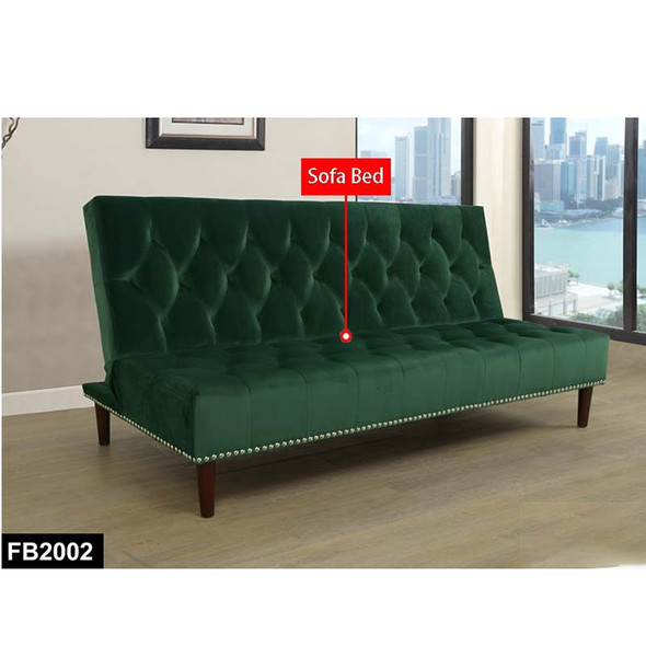 Peacock Green Flannel Convertible Sleeper Sofa with Adjustable Construction