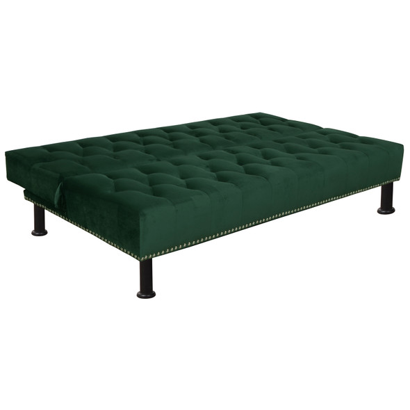 Peacock Green Flannel Convertible Sleeper Sofa with Adjustable Construction