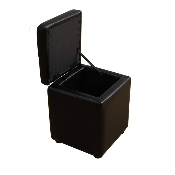 Black and White Cat-Scratch Leather Square High Stool with Tufted Cushion