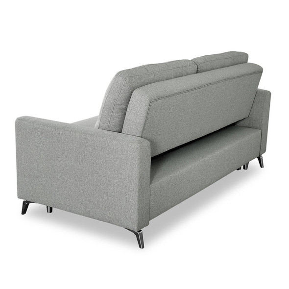 Gray Linen-Style Upholstered Convertible Pull-Out Sleeper Sofa with Track Arms