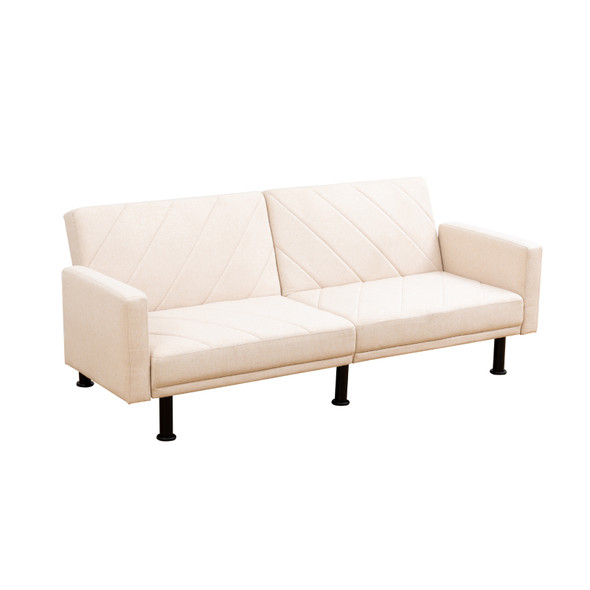 Beige Linen Convertible Sleeper Sofa with Adjustable Construction and Cushioning