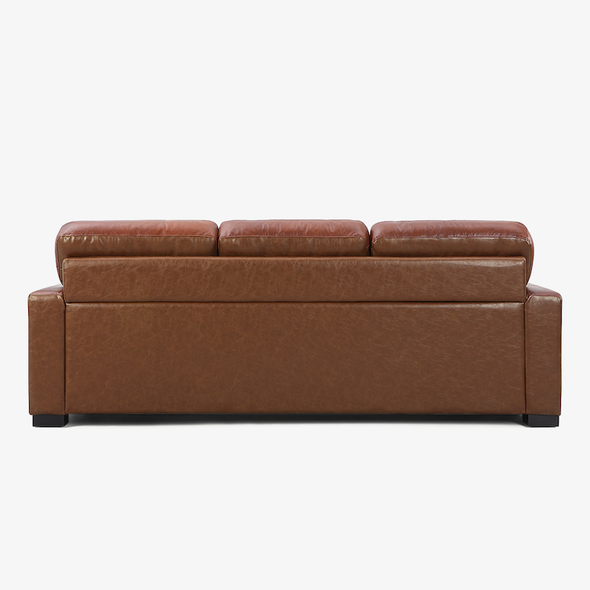Chestnut Brown 3-Piece Top-Grain Leather Living Room Set with Sofa Loveseat