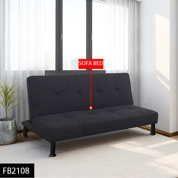 Black Linen Convertible Sleeper Sofa with Adjustable Construction and Cushioning