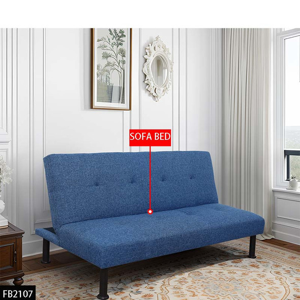 Blue Linen Convertible Sleeper Sofa with Adjustable Construction and Cushioning