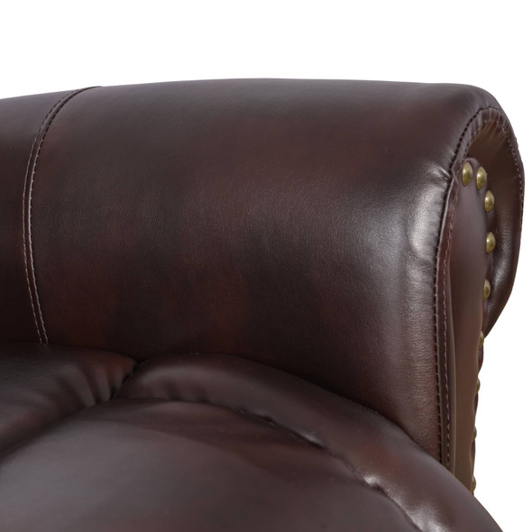 Espresso 3-Piece Breathable Leather Reclining Living Room Set with Nailhead Trim