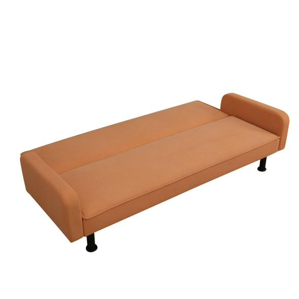 Orange Calico Convertible Sleeper Sofa with Adjustable Construction and Profile