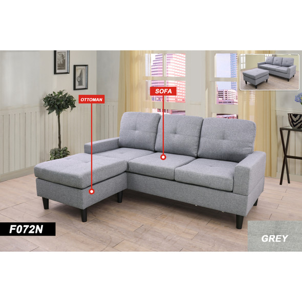 Gray Linen 2-Piece Living Room Set with Sofa and Loveseat and Seat Cushioning