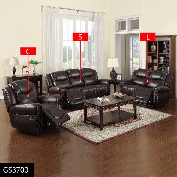 Espresso 3-Piece Semi-PU Synthetic Leather Manual Reclining Living Room Set