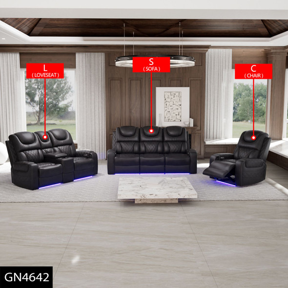 Dark Gray Breathable Leather Recliner Chair with Padded Headrest and Stitching