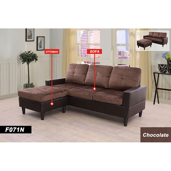 Chocolate Flannel 2-Piece Living Room Set with Sofa and Loveseat and Cushioning