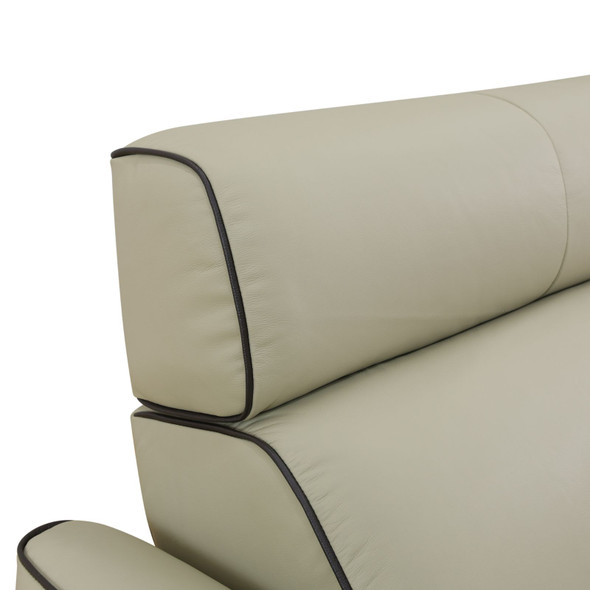 Beige 3-Piece Top-Grain Leather and PVC Power Reclining Modular Sofa with Seats