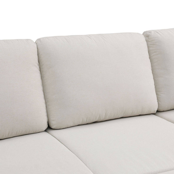 Off-White 6-Piece Sackcloth Modular Pull-Out Sleeper Sofa with Extendable