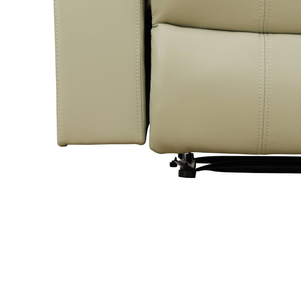 Beige 3-Piece Recycled Leather Reclining Living Room Set with Cup Holder