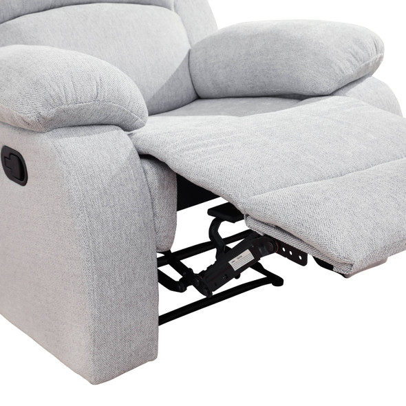 Gray White 3-Piece Linen Reclining Living Room Set with Cup Holder Consoles