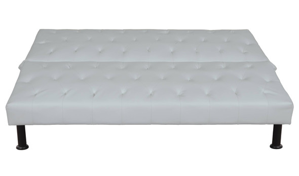 White Faux Leather Convertible Sleeper Sofa with Adjustable Construction
