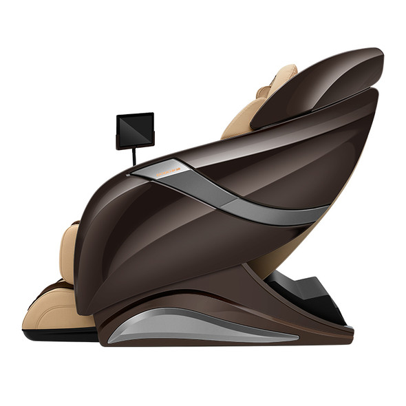 A08S Brown Full-Body Electric Massage Chair with Integrated Arm Panels