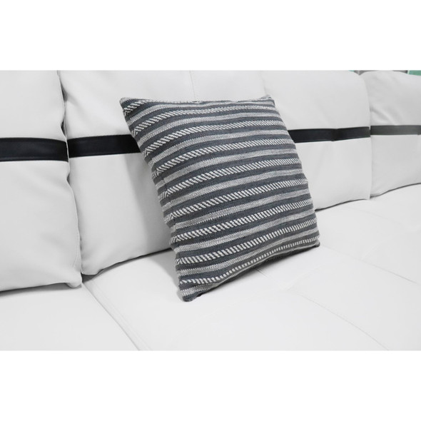 17.5-Inch Black and White Striped Cotton-Linen Square Throw Pillow with Cushions