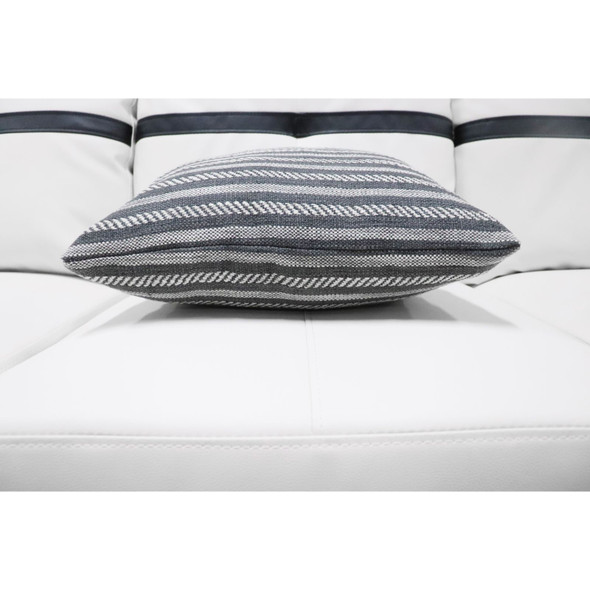 17.5-Inch Black and White Striped Cotton-Linen Square Throw Pillow with Cushions
