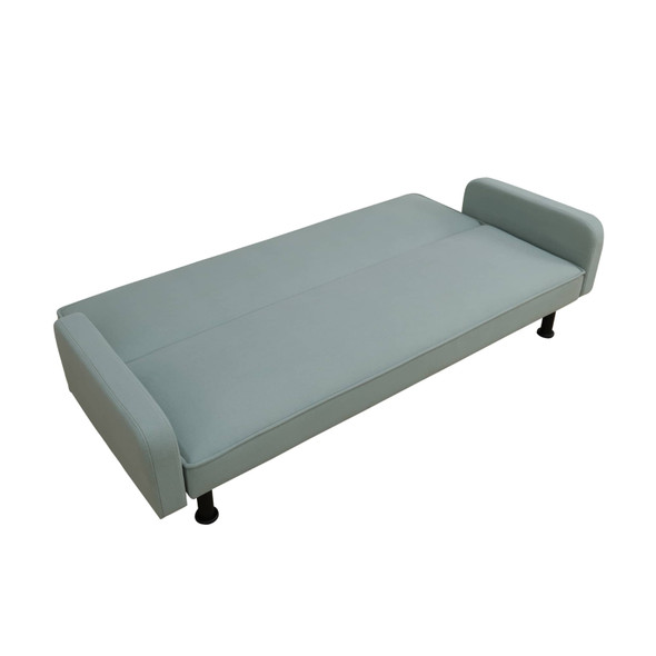 Lake-green Calico Convertible Sleeper Sofa with Adjustable Construction