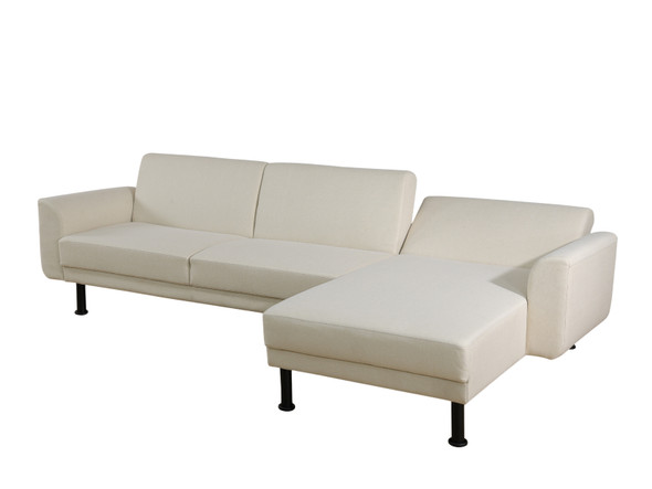 Beige 2-Piece Linen-Style Convertible Sofa Bed with Right-Facing Chaise