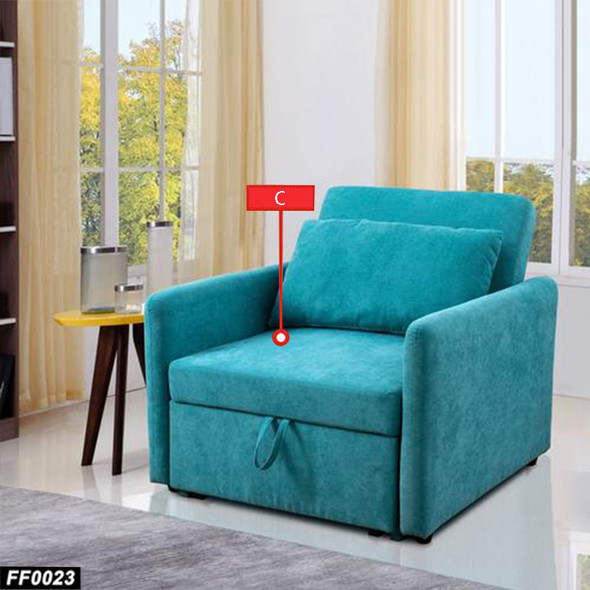Green Lint Fabric Convertible Sleeper Chair with Pull-Out Bed and Padded Back
