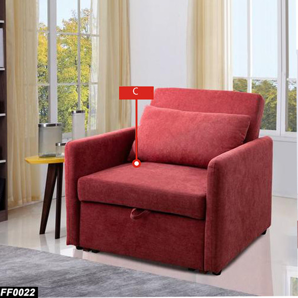 Red Lint Fabric Convertible Sleeper Chair with Pull-Out Bed and Upholstered Seat