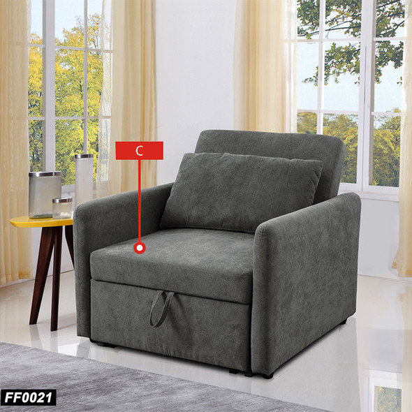 Gray Lint Fabric Convertible Sleeper Chair with Pull-Out Bed and Padded Sections