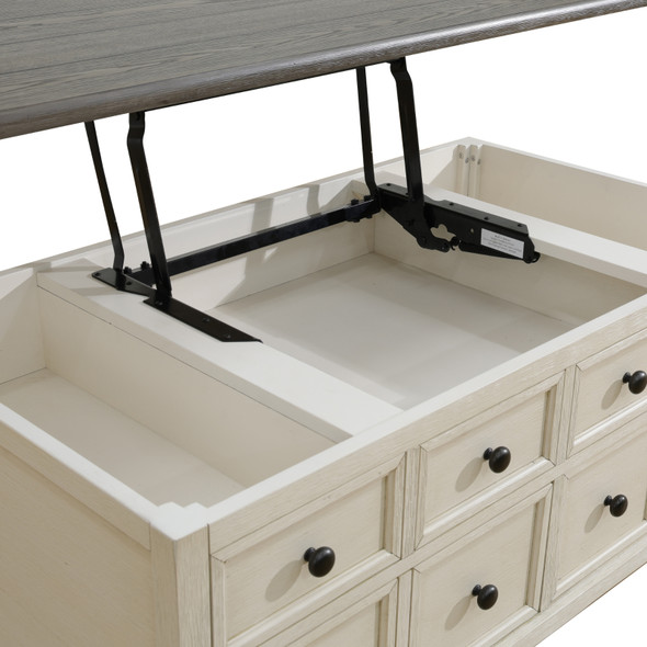 Dark Gray MDF and White Oak Storage Desk with Drawers and Contrasting Wood