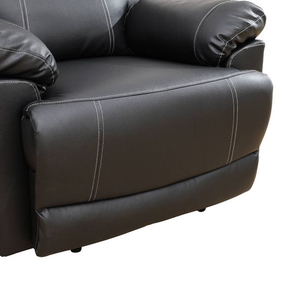 Black 3-Piece Semi-PU Synthetic Leather Reclining Living Room Set with Cup