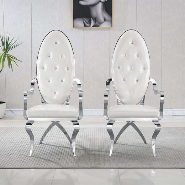 Black Gold Leatherette Dining Chair Set of 2
