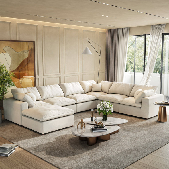 Modern Linen Blend Armless Chair Modular Sofa Section