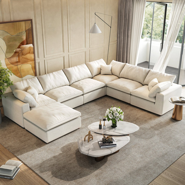Modern Linen Blend Armless Chair Modular Sofa Section