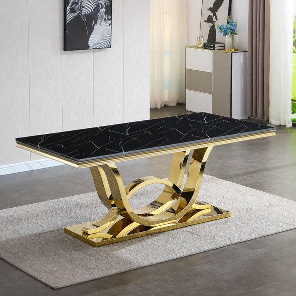 White Genuine Marble Dining Table