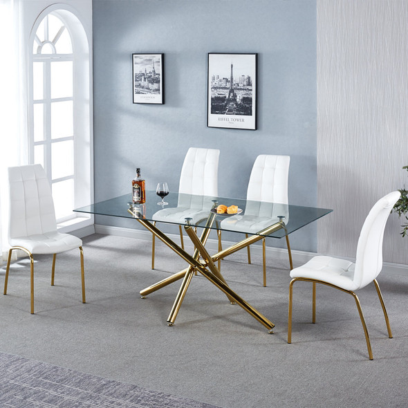 Clear Silver Glass Top Dining Table