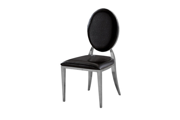 Silver White Leatherette Dining Chair Set of 2