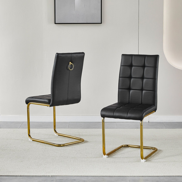 Grey Silver PU Upholstered Dining Chair Set of 2